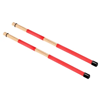 1 Пара 40 см Бамбуковый стержень Барабанные щетки, палочки для джазовой народной музыки (красные)