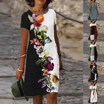 2023 Женское модное летнее платье с принтом длиной до колен, Праздничное пляжное платье для вечеринки, платье на бретелях