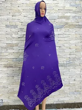 2023New Dubai Высококачественный Африканский Мусульманский Женский Шарф из хлопка, Хиджаб с бриллиантами, Головной Платок Большого Размера, Дубайская шаль из пашмины
