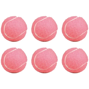 6 шт. В упаковке, розовые теннисные мячи, износостойкие эластичные тренировочные мячи 66 мм, женские теннисные мячи для начинающих для клуба