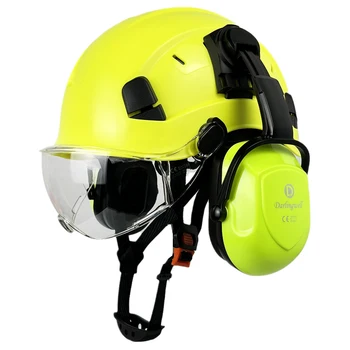 CE Строительный защитный Шлем С Защитными Очками, Козырьком, Наушниками SNR = 30dB, ABS, Каска ANSI, Промышленная Рабочая Защита Головы, Спасение