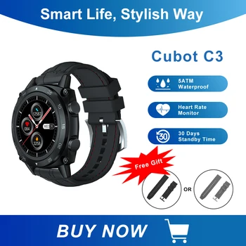 Cubot C3 Умные часы Спортивные Монитор сердечного ритма Сна 5ATM Водонепроницаемый сенсорный Фитнес-трекер Смарт-часы для Мужчин Женщин Android IOS