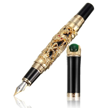 JINHAO Luxury 18KGP 0,5 мм Золотая перьевая ручка Dragon Dragon авторучка