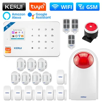 KERUI W181 GSM WIFI 433 МГц Tuya Security Protection Умный Дом Охранная Сигнализация Для домашней системы сигнализации Комплект 6 языков Гараж