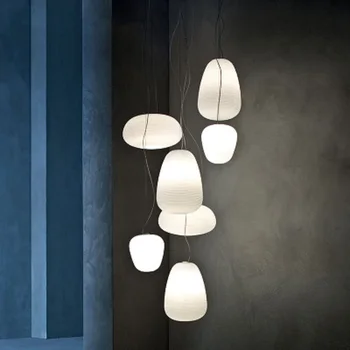 Nordic simlpe молочно-белые подвесные светильники E27 стеклянная лампа с одной головкой для гостиной, столовой, спальни, прикроватного столика, ресторана, кафе-бара