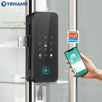 YRHAND Drill бесплатный Bluetooth Биометрический отпечаток пальца RFID-код Карты Дистанционное управление Приложение Tuya Электронный Умный Стеклянный Дверной замок