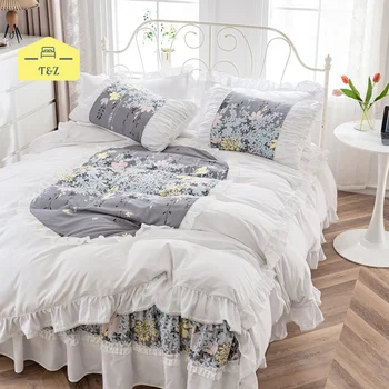 Американская плиссированная кружевная кровать, набор из трех предметов, Тип Розмарина, Кисточка для активной печати, Кондиционер, Пододеяльник