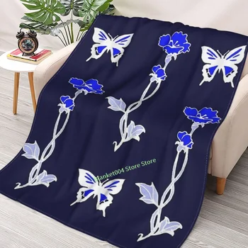Бабочки и цветы - Плед в стиле модерн с 3D принтом, диван, декоративное одеяло для спальни, рождественский подарок для детей и взрослых