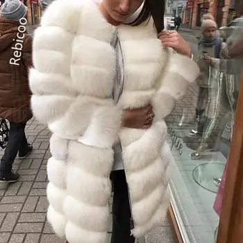 Белая толстая теплая меховая куртка с длинным рукавом и круглым вырезом, зимняя модная женская куртка из искусственного меха, верхняя одежда, пальто