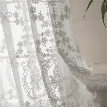 Белые шторы в европейском стиле для гостиной, столовой, спальни, окна с вышивкой, зашифрованные белые шторы с вышивкой