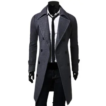 Высококачественный тренч, мужская модная длинная брендовая осенняя куртка, самосовершенствование, однотонное мужское пальто, двубортный пиджак