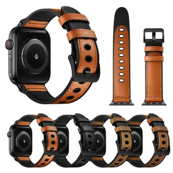 Кожаный ремешок с петлей для Apple Watch 4 3 2 1 38 мм 40 мм, мужской кожаный ремешок для часов iwatch 5, 44 мм, 42 мм, браслет