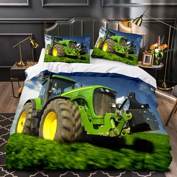 Комплект постельного белья с рисунком трактора для мальчиков, Мужские одеяла с рисунком строительных машин, детский пододеяльник для тяжелой техники