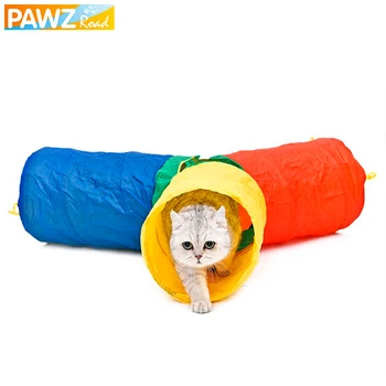 Красочный туннель для кошек, Забавный кролик, Играющий в туннель, Котенок, Складной туннель С шариком, игрушки для щенков, 3 отверстия, Длинный туннельный изгиб