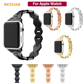 Модный ремешок из легированной стали для Apple Watch 42 мм 38 мм, сменный браслет, Регулируемый Роскошный ремешок, Аксессуары для смарт-браслетов