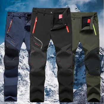 Мужские брюки Большого размера из флиса Softshell Для Треккинга, Рыбалки, альпинизма, Лыжных брюк, Теплых дорожных брюк Большого размера