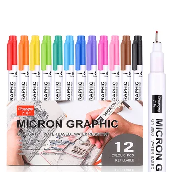 Набор из 12 цветов Fineliner, ручка для графического рисования, 0,5 мм игла для лайнера, ручки для манги, маркер для эскизов, художественные маркеры для надписей, расходные материалы