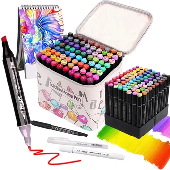 Набор цветных маркеров 40/60/80, сумка для хранения Maeker colors, акварельная ручка, школьная анимация, ручная роспись, Полный набор цветных кистей