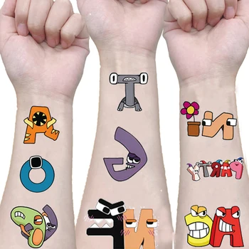 Наклейка с татуировкой в виде алфавита, 1 шт., декор для детского Дня рождения, наклейка с фигуркой, наклейка для детского подарка
