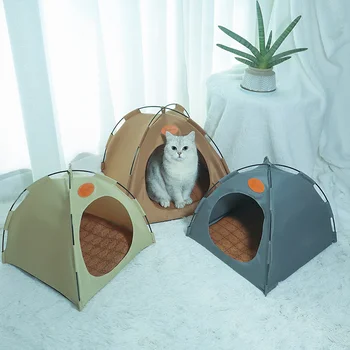 Новая Складная кошачья кровать Палатка Мебель-гнездо с летним спальным ковриком Дышащий для Маленькой собаки Котенок Домашний Питомец Аксессуары для Кошек