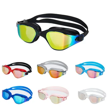 Новые плавательные очки для взрослых с гальваническим покрытием Высокой четкости, водонепроницаемые, противотуманные, с большим полем зрения, высококачественные модные очки