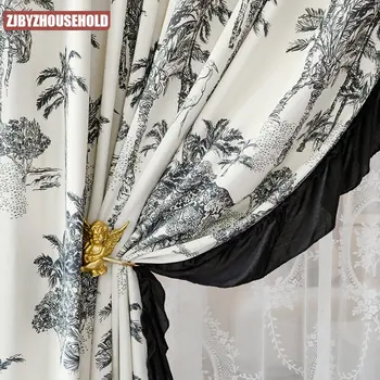 Новые шторы на заказ для гостиной спальни с французским ретро китайским винтажным бархатным принтом затемняющие Благородные Элегантные украшения комнаты