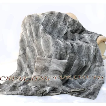 Одеяло из натурального кроличьего меха в полоску CX-D-08B ~ ПРЯМАЯ доставка