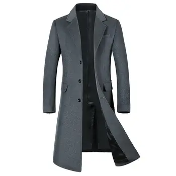 Осенне-зимнее новое мужское шерстяное пальто, удлиненное, Европейский Плюс Размер, корейская версия, тонкое Плюс бархатное толстое пальто, пальто
