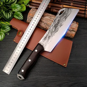 Открывающийся Горный Дорожный Нож для рубки Дров на открытом воздухе, Кованый Кухонный Тесак, Расщепленный Бамбуковый горный нож для выживания, Походный нож