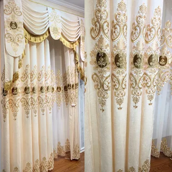 Роскошные европейские шторы для гостиной, Бархатные шторы с прозрачным золотым принтом, шторы с высокой затененностью для столовой, спальни