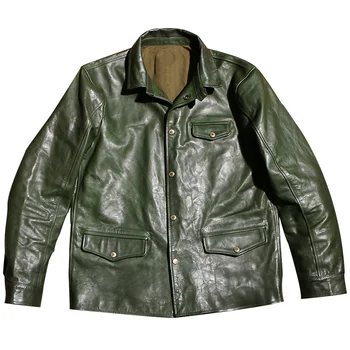 Роскошный Модный костюм Brakeman из конской кожи, пальто зеленого цвета, зимний Брендовый мужской блейзер из натуральной кожи, куртка, пальто, американская уличная одежда