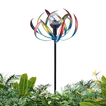 Садовый вращатель на солнечной энергии, ветряная мельница с многоцветной светодиодной подсветкой, сборка своими руками, стеклянный шар для декоративных кольев на газоне во дворе